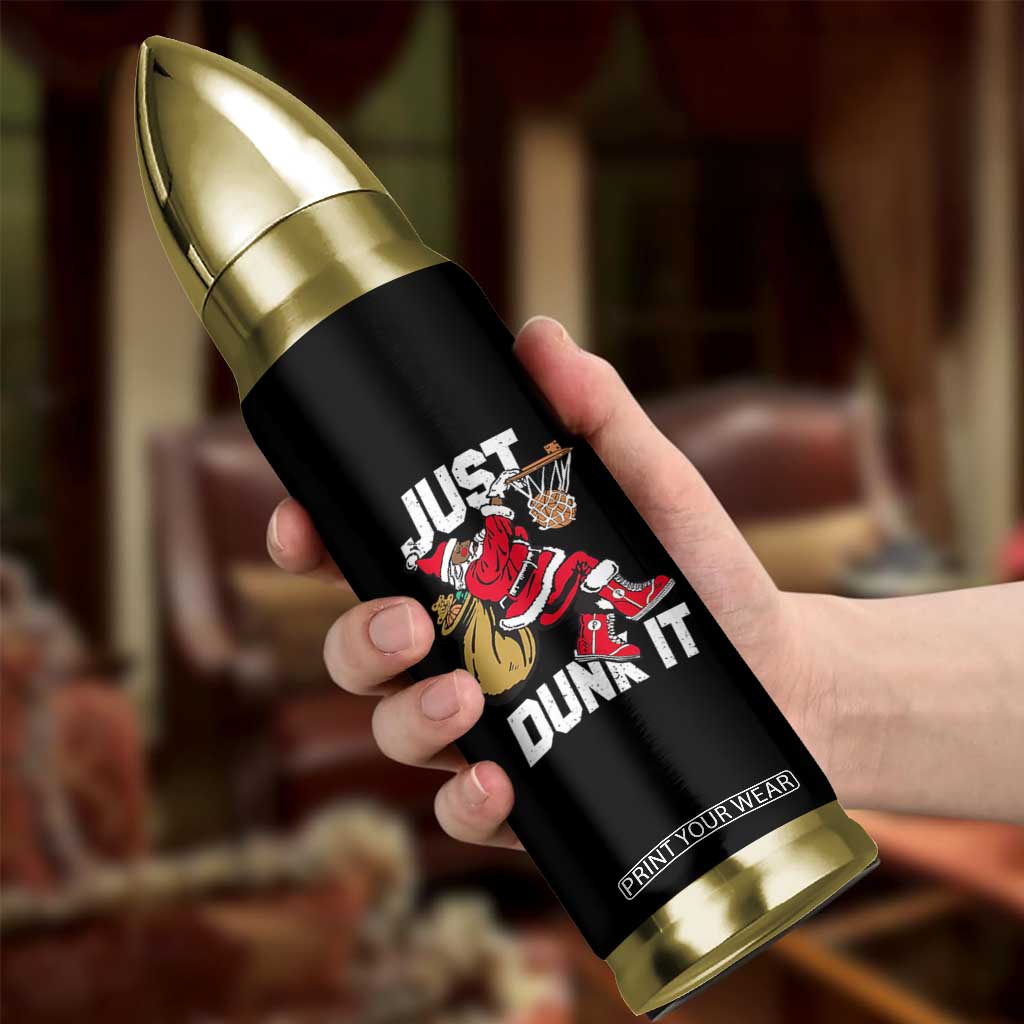 Funny Black Santa Christmas Basketball Bullet Tumbler Just Dunk It Xmas Sport TS11 Print Your Wear