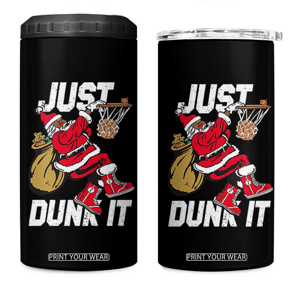 Funny Black Santa Christmas Basketball 4 in 1 Can Cooler Tumbler Just Dunk It Xmas Sport TS11 One Size: 16 oz Black Print Your Wear