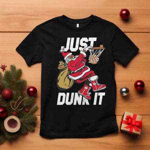 Funny Black Santa Christmas Basketball T Shirt Just Dunk It Xmas Sport TS11 Black Print Your Wear