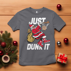 Funny Black Santa Christmas Basketball T Shirt Just Dunk It Xmas Sport TS11 Charcoal Print Your Wear