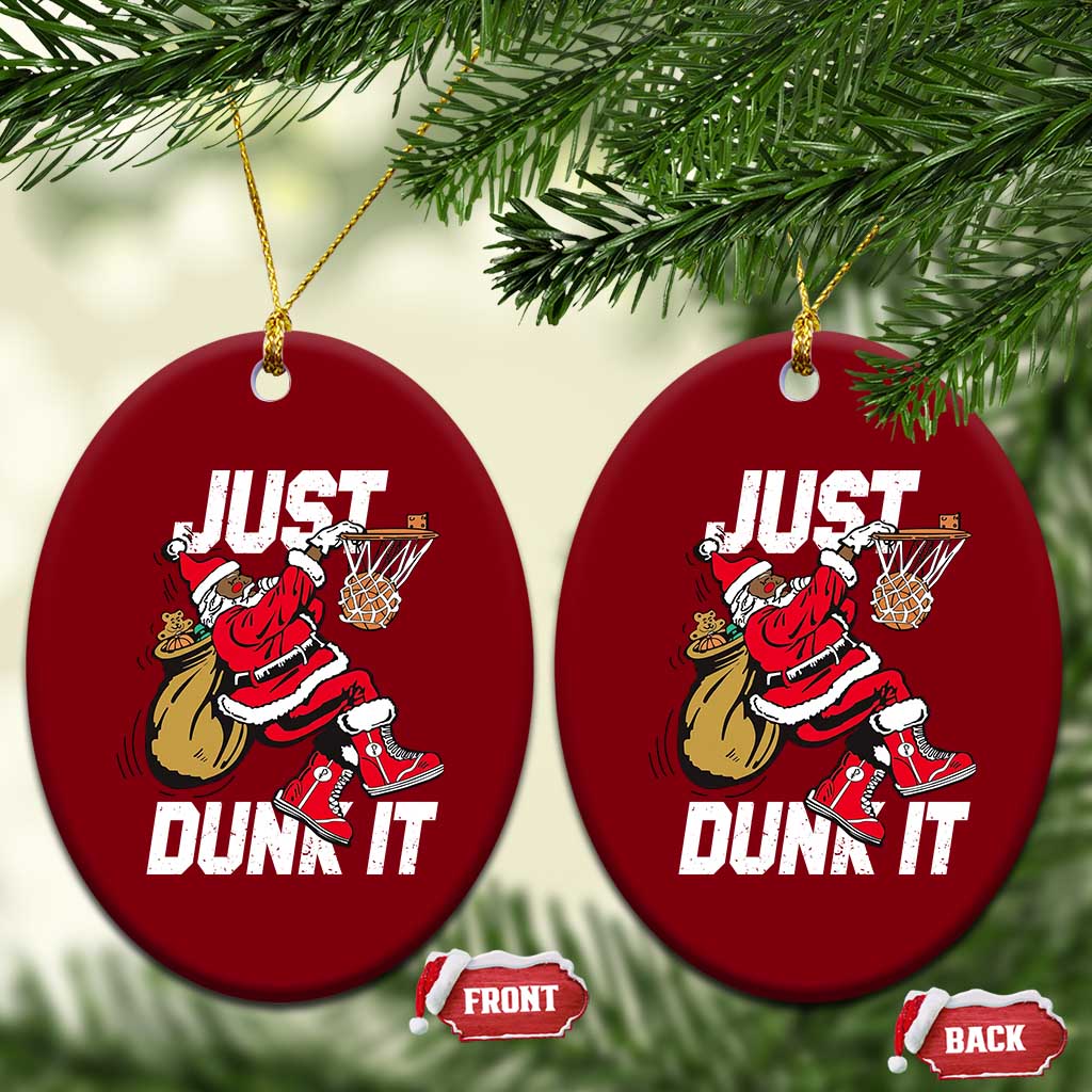 Funny Black Santa Christmas Basketball Ceramic Ornament Just Dunk It Xmas Sport TS11 Print Your Wear