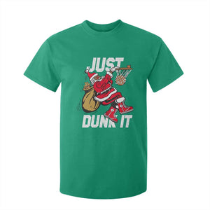 Funny Black Santa Christmas Basketball T Shirt For Kid Just Dunk It Xmas Sport TS11 Irish Green Print Your Wear