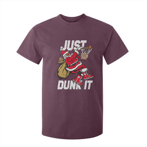 Funny Black Santa Christmas Basketball T Shirt For Kid Just Dunk It Xmas Sport TS11 Maroon Print Your Wear