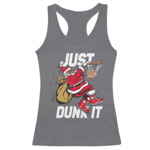 Funny Black Santa Christmas Basketball Racerback Tank Top Just Dunk It Xmas Sport - Print Your Wear