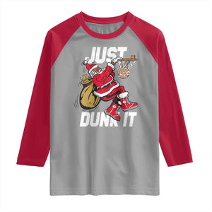 Funny Black Santa Christmas Basketball Raglan Shirt Just Dunk It Xmas Sport TS11 Sport Gray Red Print Your Wear
