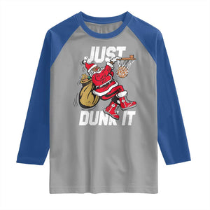 Funny Black Santa Christmas Basketball Raglan Shirt Just Dunk It Xmas Sport TS11 Sport Gray Royal Print Your Wear