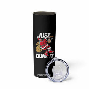 Funny Black Santa Christmas Basketball Skinny Tumbler Just Dunk It Xmas Sport TS11 Print Your Wear