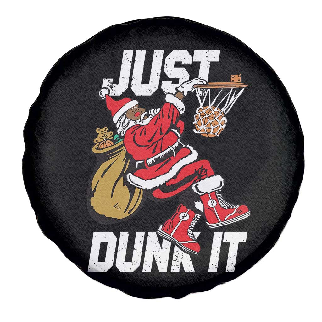Funny Black Santa Christmas Basketball Spare Tire Cover Just Dunk It Xmas Sport TS11 Print Your Wear