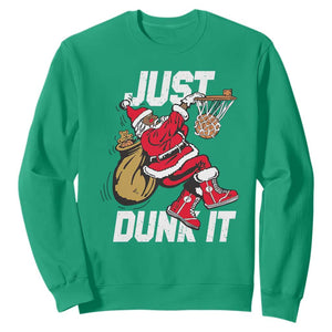 Funny Black Santa Christmas Basketball Sweatshirt Just Dunk It Xmas Sport TS11 Irish Green Print Your Wear