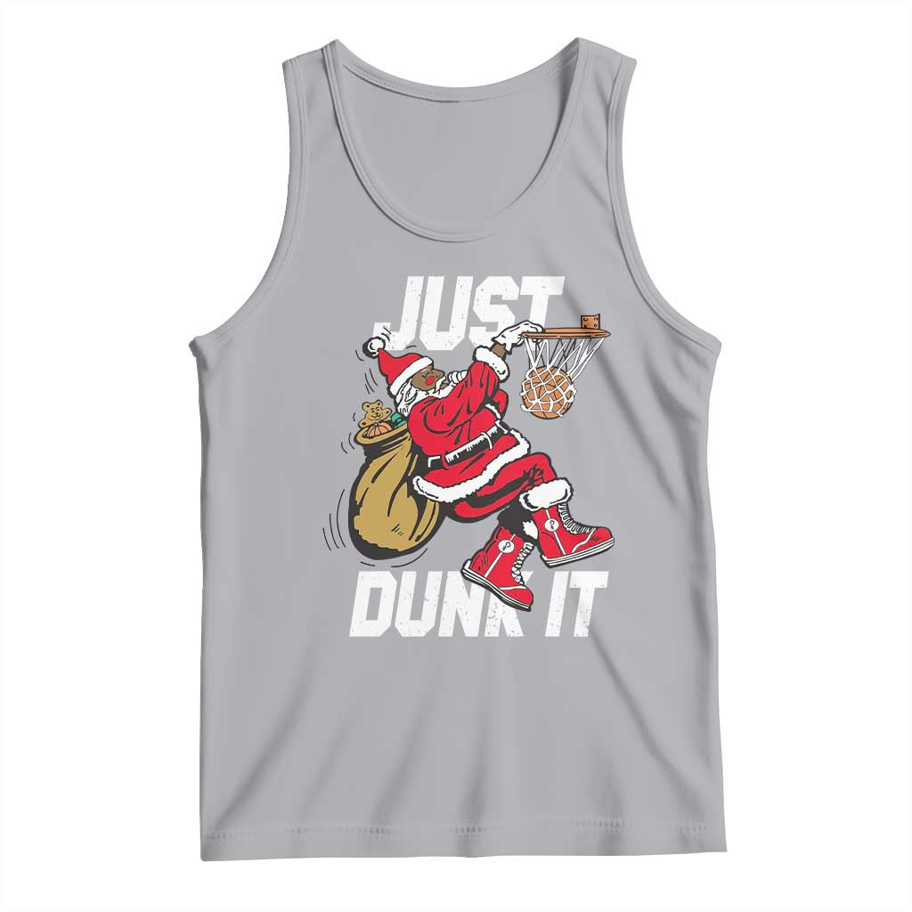 Funny Black Santa Christmas Basketball Tank Top Just Dunk It Xmas Sport - Print Your Wear