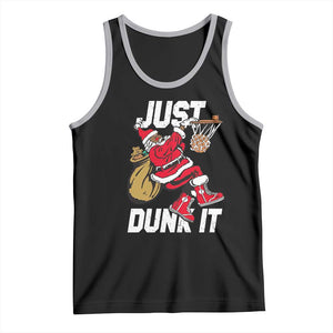 Funny Black Santa Christmas Basketball Tank Top Just Dunk It Xmas Sport TS11 Black Athletic Heather Print Your Wear
