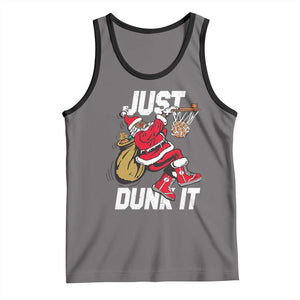Funny Black Santa Christmas Basketball Tank Top Just Dunk It Xmas Sport TS11 Deep Heather Black Print Your Wear
