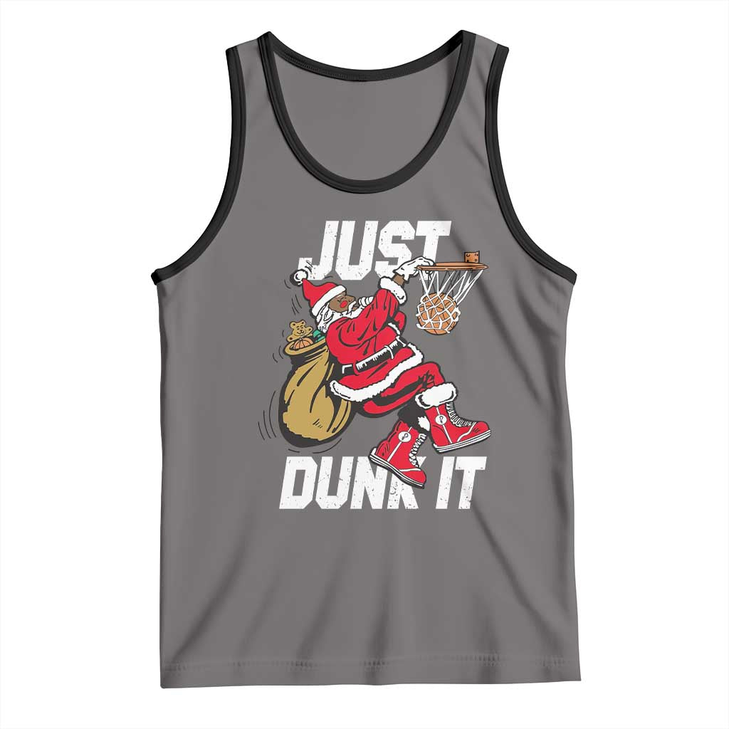 Funny Black Santa Christmas Basketball Tank Top Just Dunk It Xmas Sport - Print Your Wear