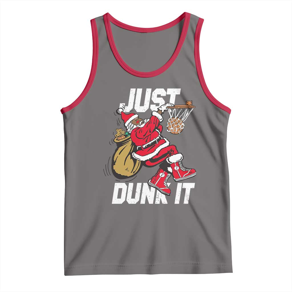Funny Black Santa Christmas Basketball Tank Top Just Dunk It Xmas Sport - Print Your Wear