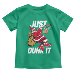 Funny Black Santa Christmas Basketball Toddler T Shirt Just Dunk It Xmas Sport TS11 Irish Green Print Your Wear