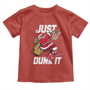 Funny Black Santa Christmas Basketball Toddler T Shirt Just Dunk It Xmas Sport TS11 Red Print Your Wear