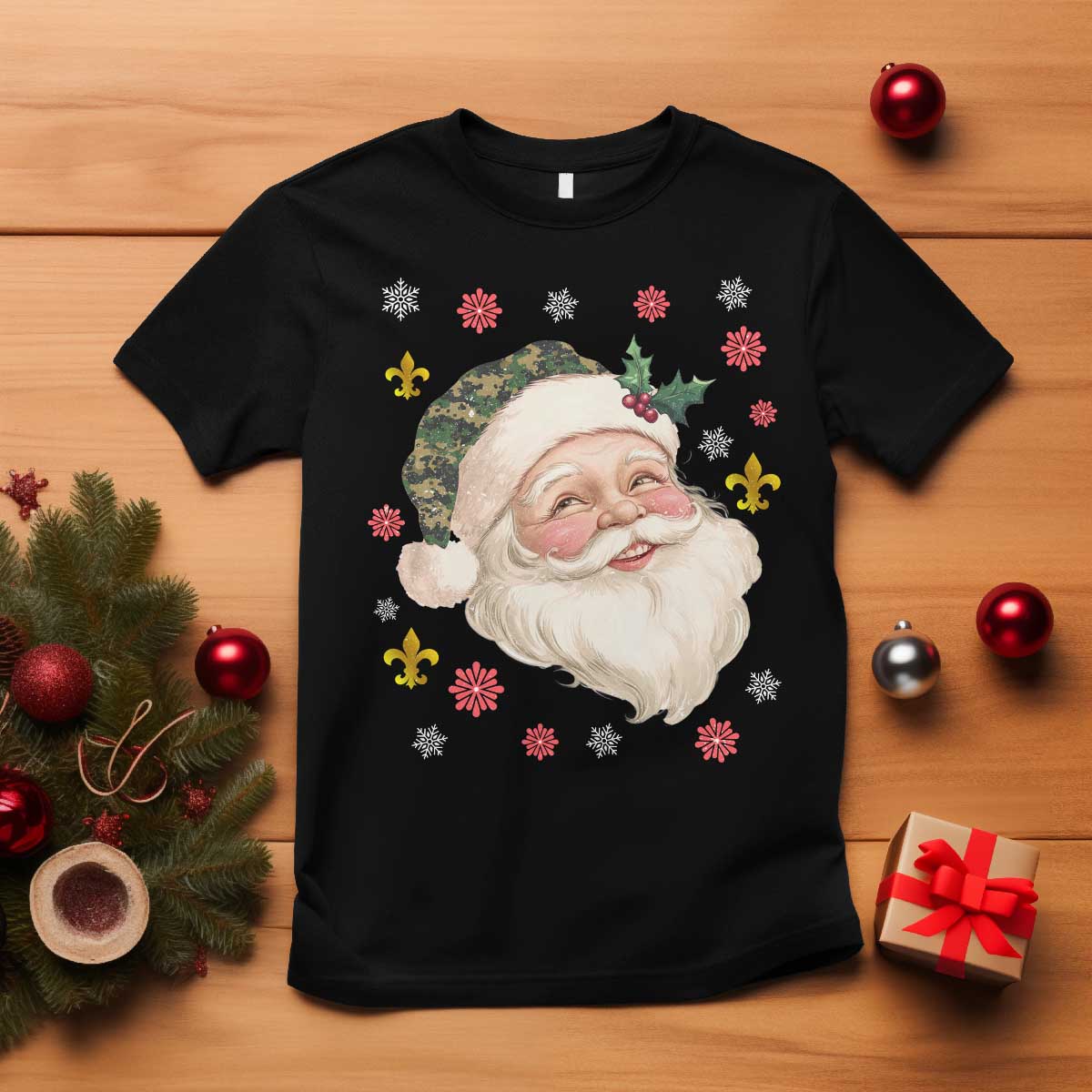 Funny Christmas Cajun Louisiana Santa Papa Noel T Shirt TS11 Black Print Your Wear