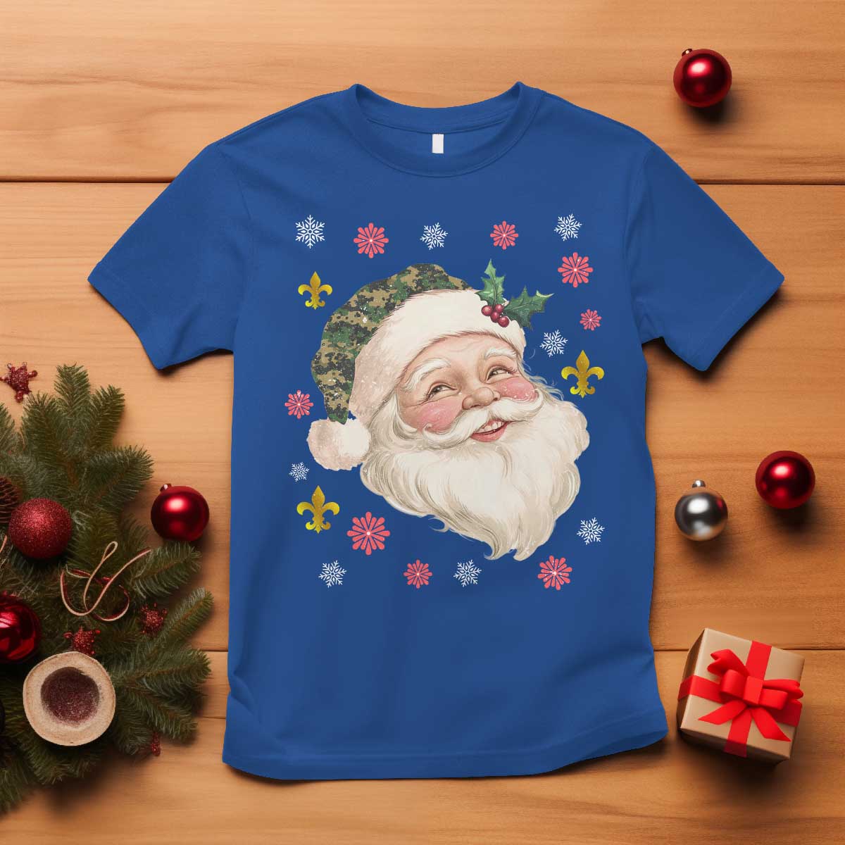 Funny Christmas Cajun Louisiana Santa Papa Noel T Shirt TS11 Royal Blue Print Your Wear