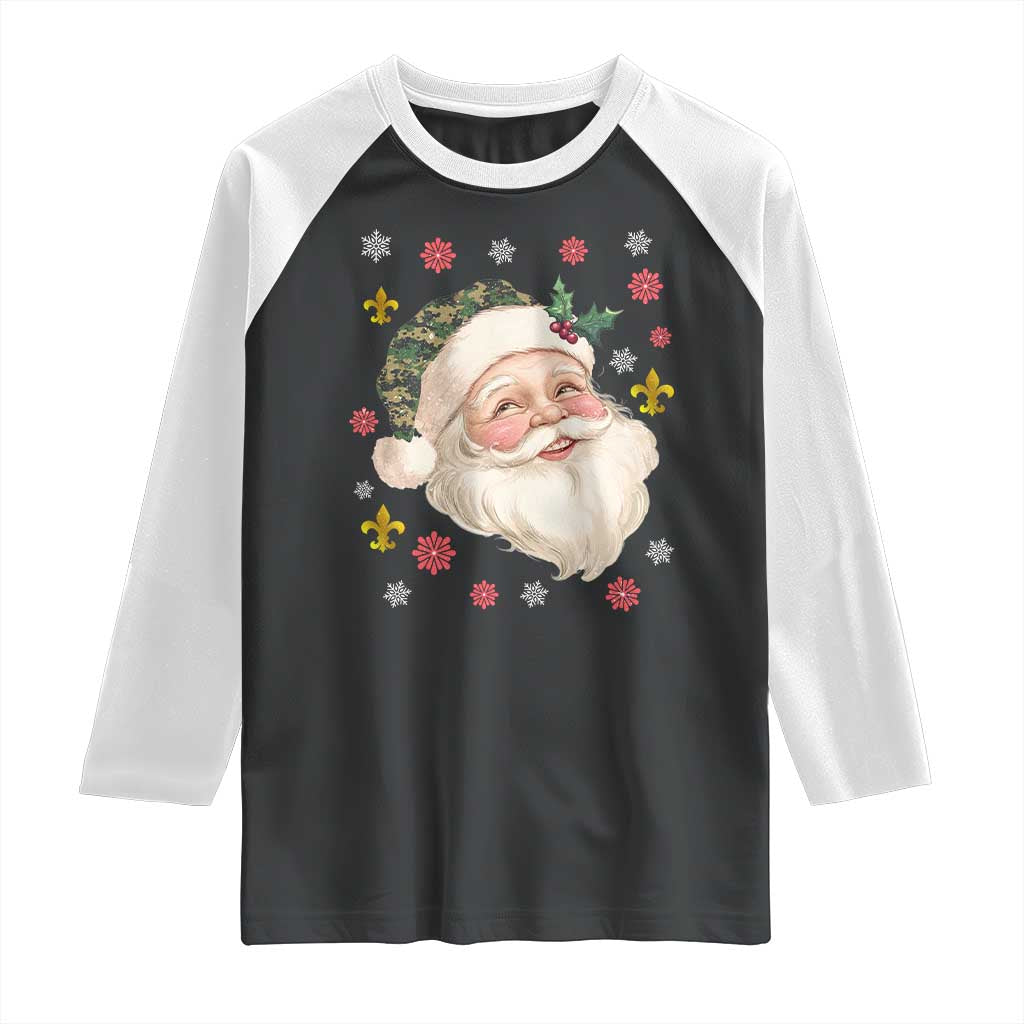 Funny Christmas Cajun Louisiana Santa Papa Noel Raglan Shirt TS11 Black White Print Your Wear
