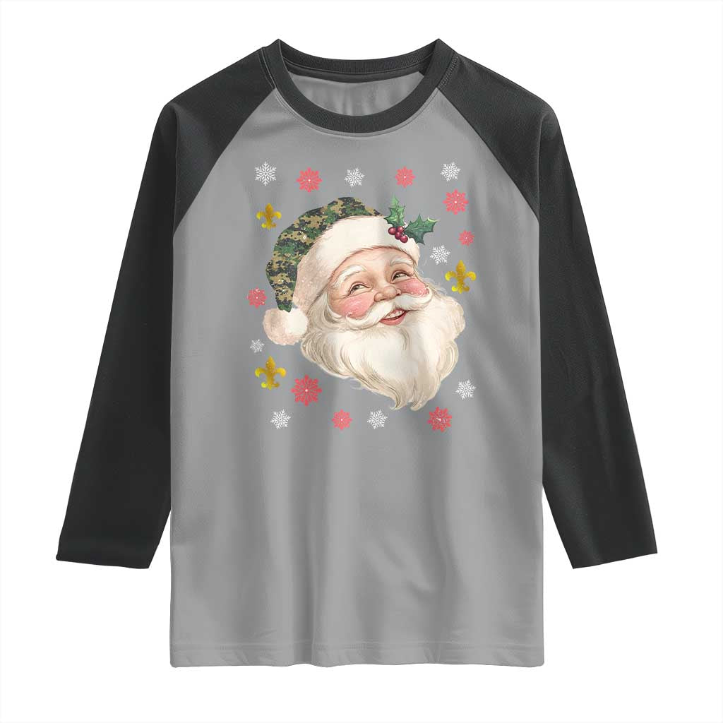 Funny Christmas Cajun Louisiana Santa Papa Noel Raglan Shirt TS11 Sport Gray Black Print Your Wear