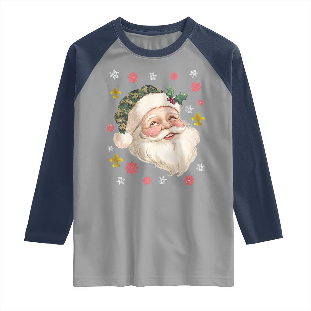 Funny Christmas Cajun Louisiana Santa Papa Noel Raglan Shirt TS11 Sport Gray Navy Print Your Wear