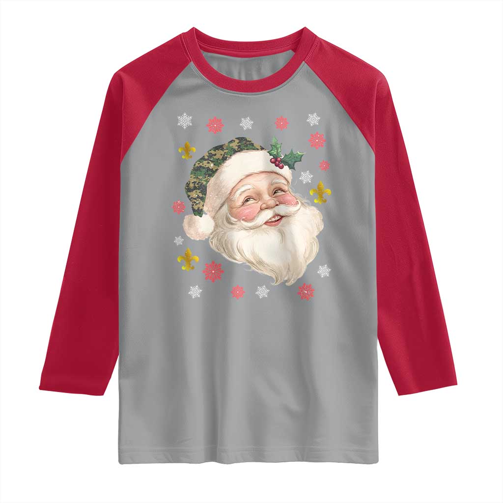 Funny Christmas Cajun Louisiana Santa Papa Noel Raglan Shirt TS11 Sport Gray Red Print Your Wear