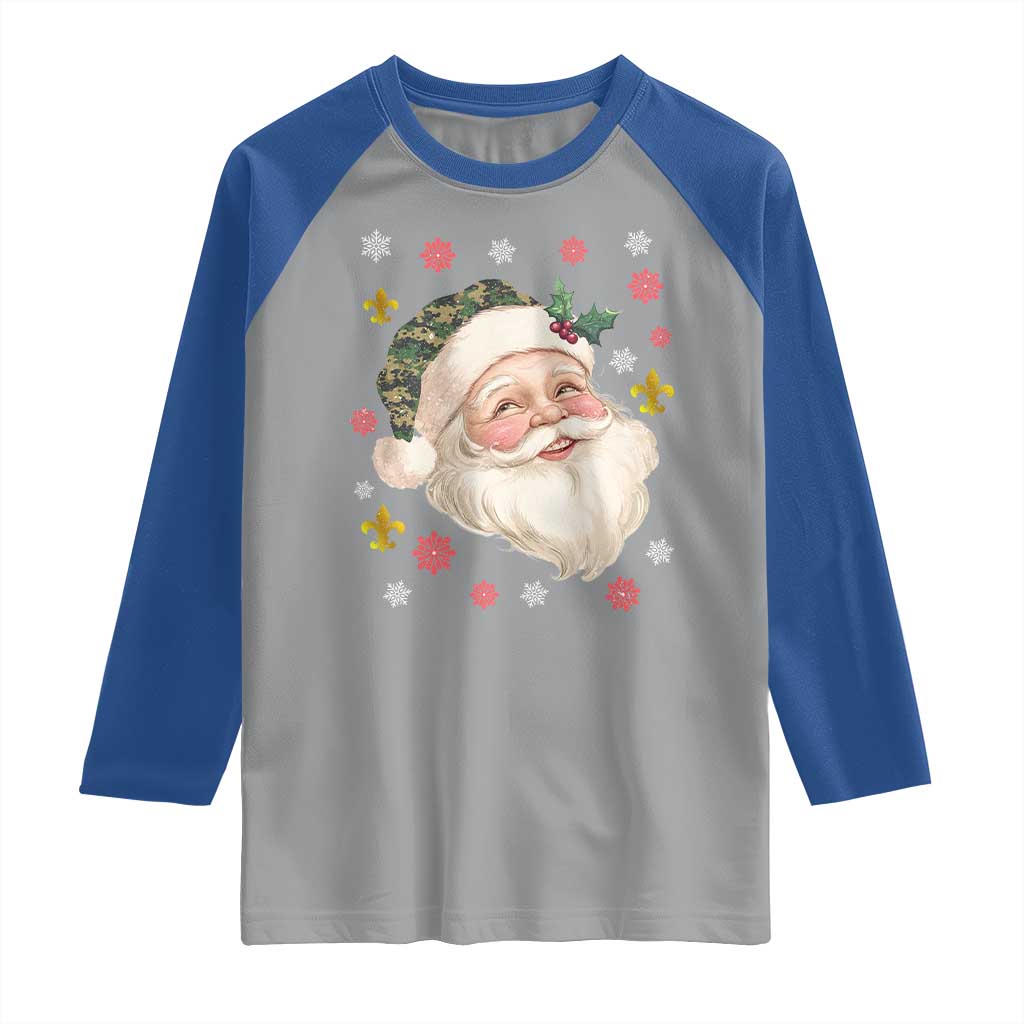 Funny Christmas Cajun Louisiana Santa Papa Noel Raglan Shirt TS11 Sport Gray Royal Print Your Wear