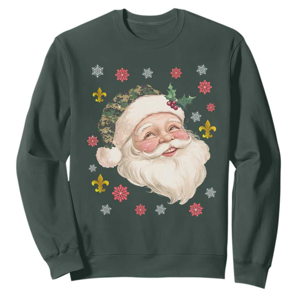 Funny Christmas Cajun Louisiana Santa Papa Noel Sweatshirt TS11 Dark Forest Green Print Your Wear