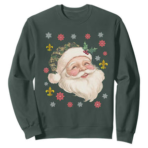 Funny Christmas Cajun Louisiana Santa Papa Noel Sweatshirt TS11 Dark Forest Green Print Your Wear