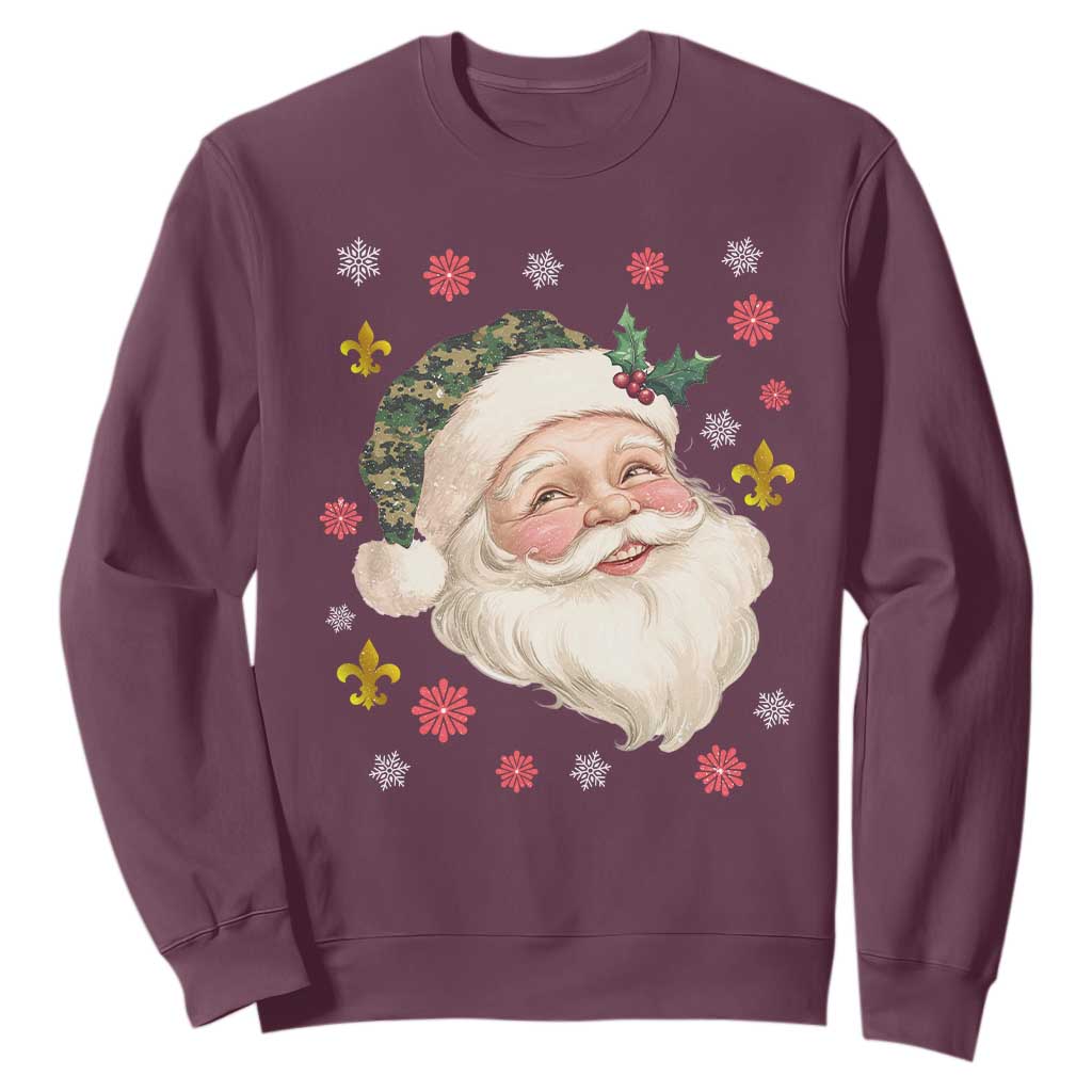 Funny Christmas Cajun Louisiana Santa Papa Noel Sweatshirt TS11 Maroon Print Your Wear