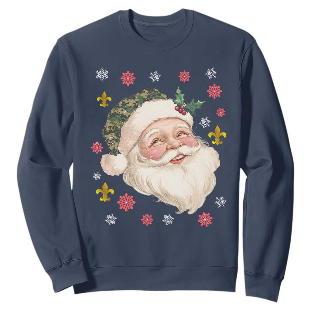 Funny Christmas Cajun Louisiana Santa Papa Noel Sweatshirt TS11 Navy Print Your Wear