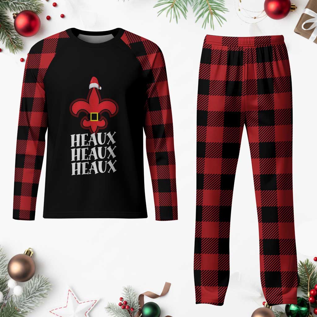 Funny Cajun Louisiana Xmas Plaid Pajama Set Heaux Heaux Heaux New Orleans Santa Hat TS11 Buffalo Plaid Print Your Wear