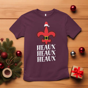 Funny Cajun Louisiana Christmas T Shirt Heaux Heaux Heaux New Orleans Santa Hat TS11 Maroon Print Your Wear