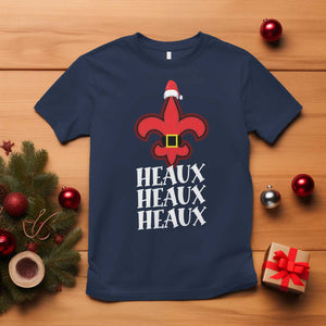 Funny Cajun Louisiana Christmas T Shirt Heaux Heaux Heaux New Orleans Santa Hat TS11 Navy Print Your Wear