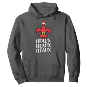 Funny Cajun Louisiana Christmas Hoodie Heaux Heaux Heaux New Orleans Santa Hat TS11 Dark Heather Print Your Wear
