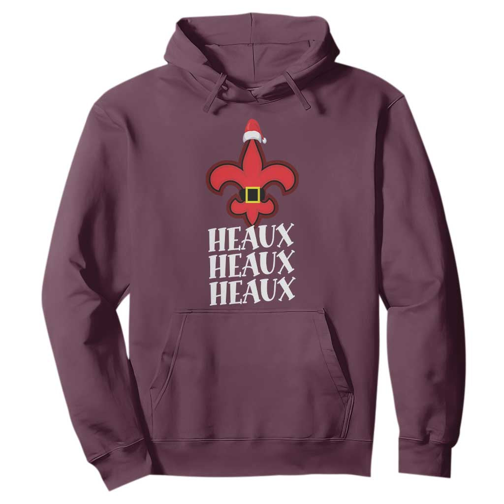 Funny Cajun Louisiana Christmas Hoodie Heaux Heaux Heaux New Orleans Santa Hat TS11 Maroon Print Your Wear