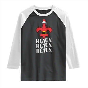 Funny Cajun Louisiana Christmas Raglan Shirt Heaux Heaux Heaux New Orleans Santa Hat TS11 Black White Print Your Wear