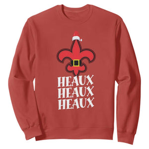Funny Cajun Louisiana Christmas Sweatshirt Heaux Heaux Heaux New Orleans Santa Hat TS11 Red Print Your Wear