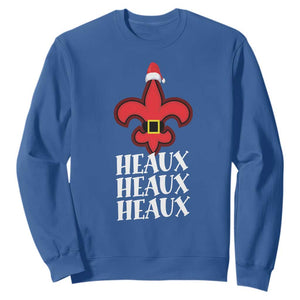 Funny Cajun Louisiana Christmas Sweatshirt Heaux Heaux Heaux New Orleans Santa Hat TS11 Royal Blue Print Your Wear
