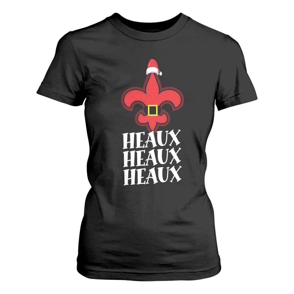 Funny Cajun Louisiana Christmas T Shirt For Women Heaux Heaux Heaux New Orleans Santa Hat TS11 Black Print Your Wear