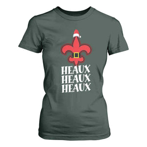 Funny Cajun Louisiana Christmas T Shirt For Women Heaux Heaux Heaux New Orleans Santa Hat TS11 Dark Forest Green Print Your Wear