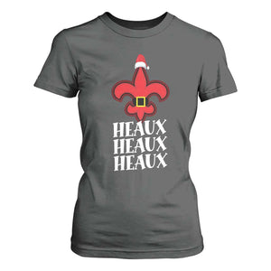 Funny Cajun Louisiana Christmas T Shirt For Women Heaux Heaux Heaux New Orleans Santa Hat TS11 Dark Heather Print Your Wear
