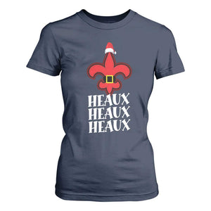 Funny Cajun Louisiana Christmas T Shirt For Women Heaux Heaux Heaux New Orleans Santa Hat TS11 Navy Print Your Wear