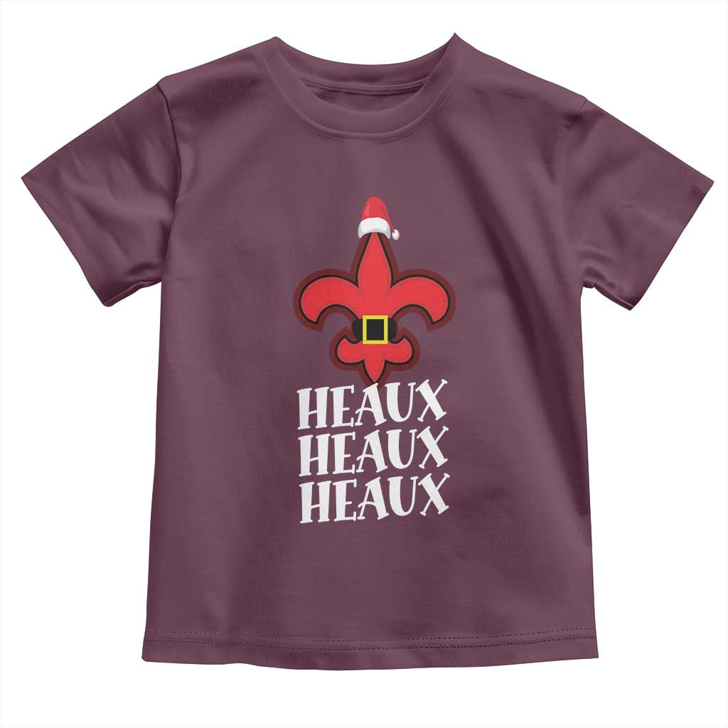 Funny Cajun Louisiana Christmas Toddler T Shirt Heaux Heaux Heaux New Orleans Santa Hat TS11 Maroon Print Your Wear