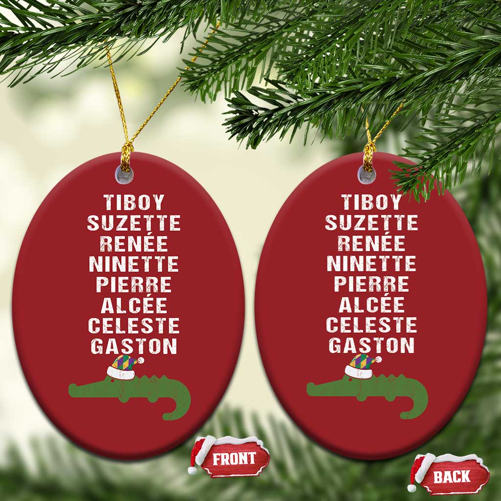 Funny Cajun Louisiana Xmas Christmas Ornament Eight Crocodiles New Orleans Santa TS11 Oval Red Print Your Wear