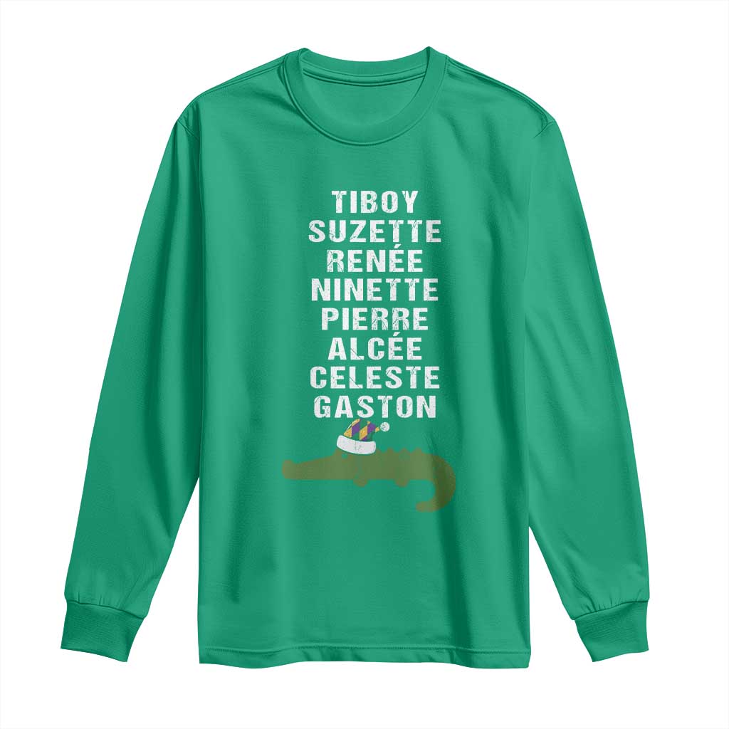 Funny Cajun Louisiana Christmas Long Sleeve Shirt Eight Crocodiles New Orleans Santa TS11 Irish Green Print Your Wear
