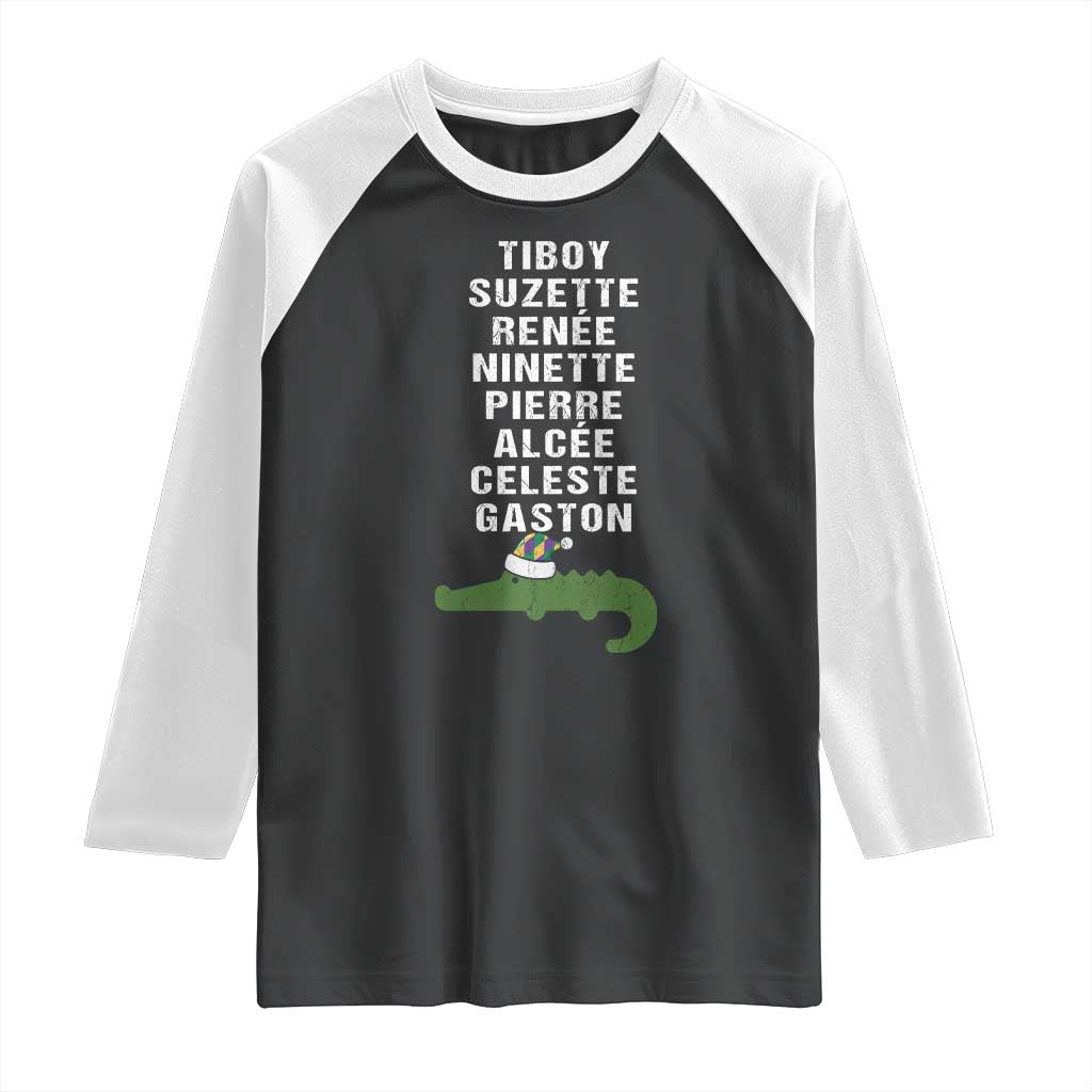 Funny Cajun Louisiana Christmas Raglan Shirt Eight Crocodiles New Orleans Santa TS11 Black White Print Your Wear