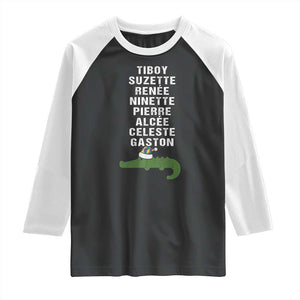 Funny Cajun Louisiana Christmas Raglan Shirt Eight Crocodiles New Orleans Santa TS11 Black White Print Your Wear