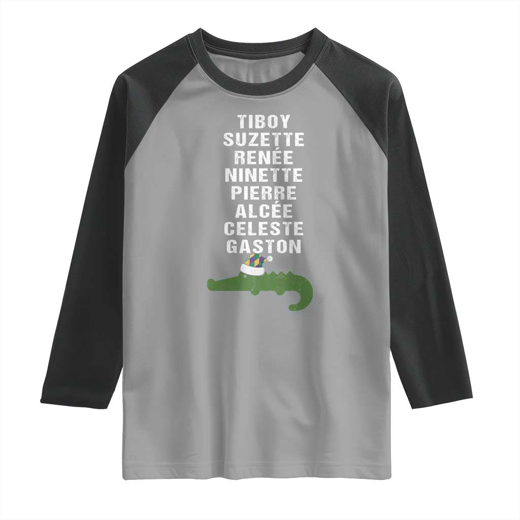 Funny Cajun Louisiana Christmas Raglan Shirt Eight Crocodiles New Orleans Santa TS11 Sport Gray Black Print Your Wear