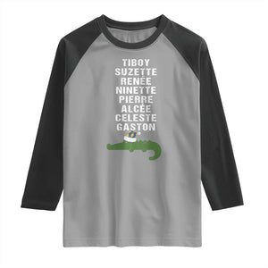 Funny Cajun Louisiana Christmas Raglan Shirt Eight Crocodiles New Orleans Santa TS11 Sport Gray Black Print Your Wear